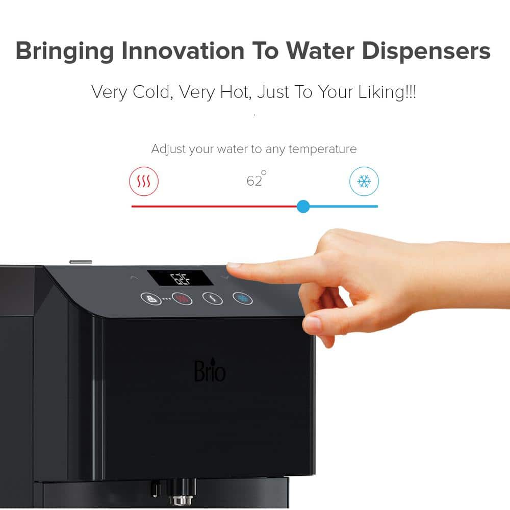 Brio Black Stainless Steel Tri-Temperature Bottom Load Water Cooler