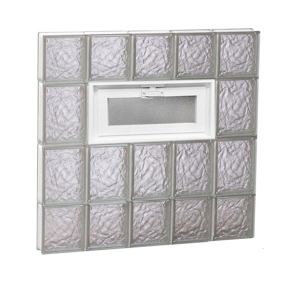 Clearly Secure 28.75 in. x 27 in. x 3.125 in. Frameless Ice Pattern Vented Glass Block Window