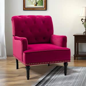 JAYDEN CREATION Enrica Green Tufted Comfy Velvet Armchair with Nailhead ...