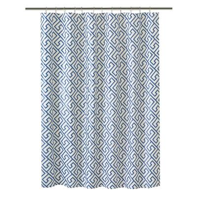 Blue Greek Key Design Shower Curtain, Greek Key Shower Curtain