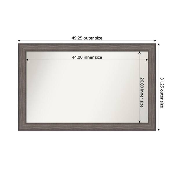 Amanti Art Country Barnwood 49.25 in. W. x 31.25 in. Custom Non-Beveled Wood Framed Bathroom Vanity Wall Mirror