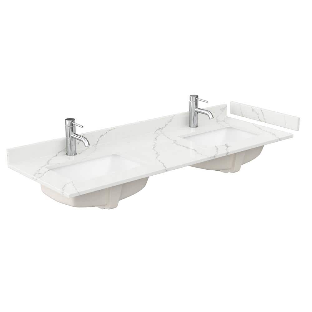 60 in. W x 22 in. D Quartz White Rectangular Double Sink Bathroom Vanity Top in Giotto price history on PriceWatchPro