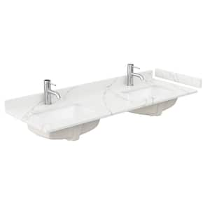 60 in. W x 22 in. D Quartz White Rectangular Double Sink Bathroom Vanity Top in Giotto