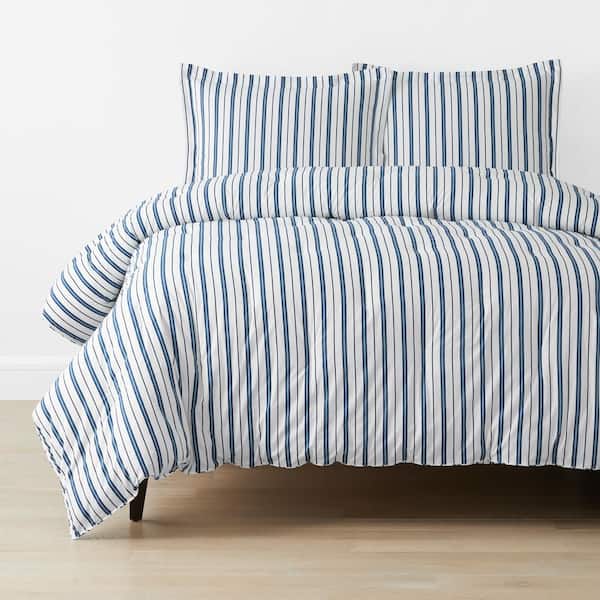 The Company Store Company Kids Vertical Stripes Blue Twin/Twin XL Organic Cotton Percale Comforter