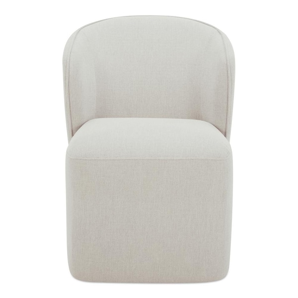 Draven Heather Grey Rolling Dining Chair, Performance Fabric Upholstery with 360° Swivel