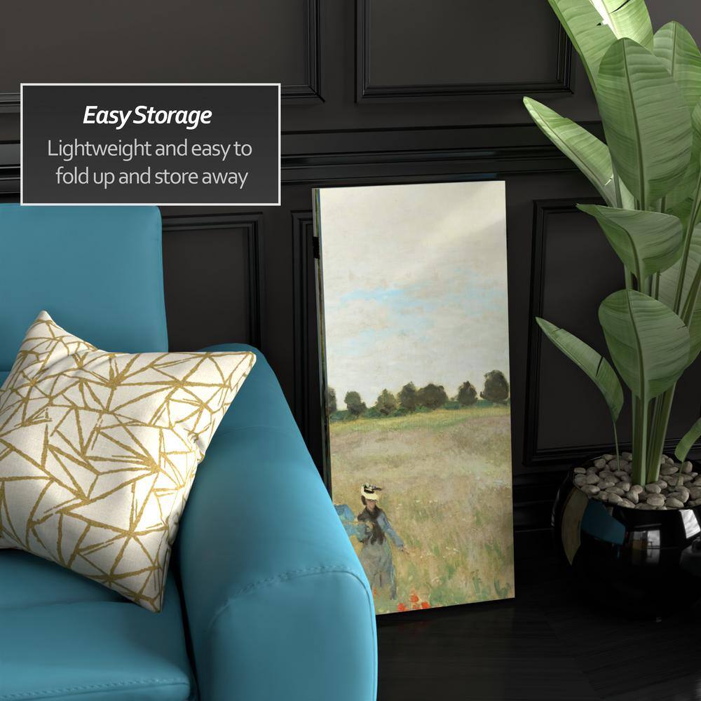 36" Double Sided Monet Canvas Folding Screen Room Divider