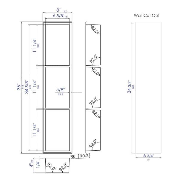 36 in. x 8 in. x 4 in. Niche in Brushed Stainless Steel
