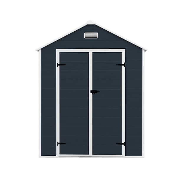 6 ft. W x 6 ft. D Resin Shed with 12mm Thick PP Board and HD Window Lighting, PP Material in Dark Gray (34 sq. ft. )