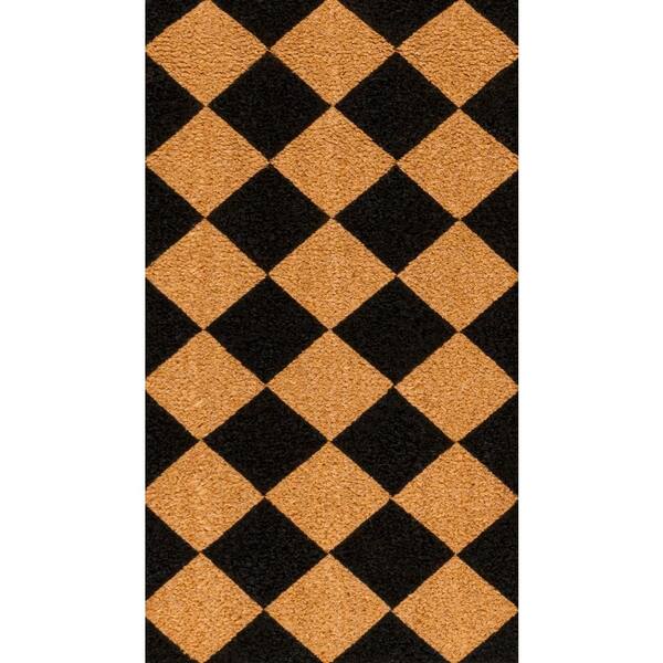 Peater Classic Casual Commerical Natural Coir Natural/Black Geo 2 ft. x 3 ft. Indoor/Outdoor Mat
