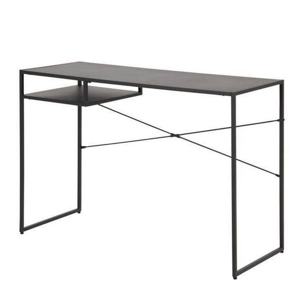Benjara 32 in. Rectangle Black, Gray Metal Writing Desk with Powder Coated Steel Frame