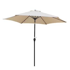 9 ft. Umbrella Steel Outdoor Patio Market Beach Umbrella in Tan with Crank Tilt System