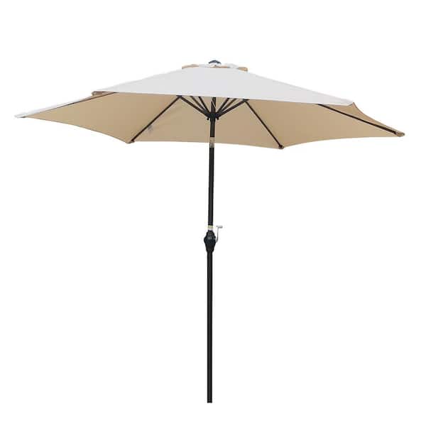 Unbranded 9 ft. Umbrella Steel Outdoor Patio Market Beach Umbrella in Tan with Crank Tilt System