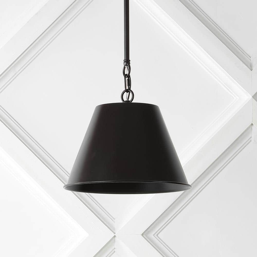 Harper 12" Black Industrial Farmhouse Iron LED Pendant