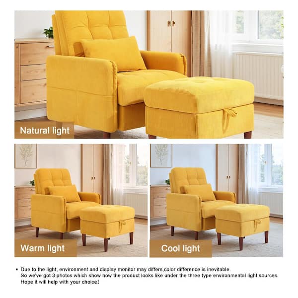 Uixe Orange Corduroy Fabric Upholstered Accent Arm Chair with