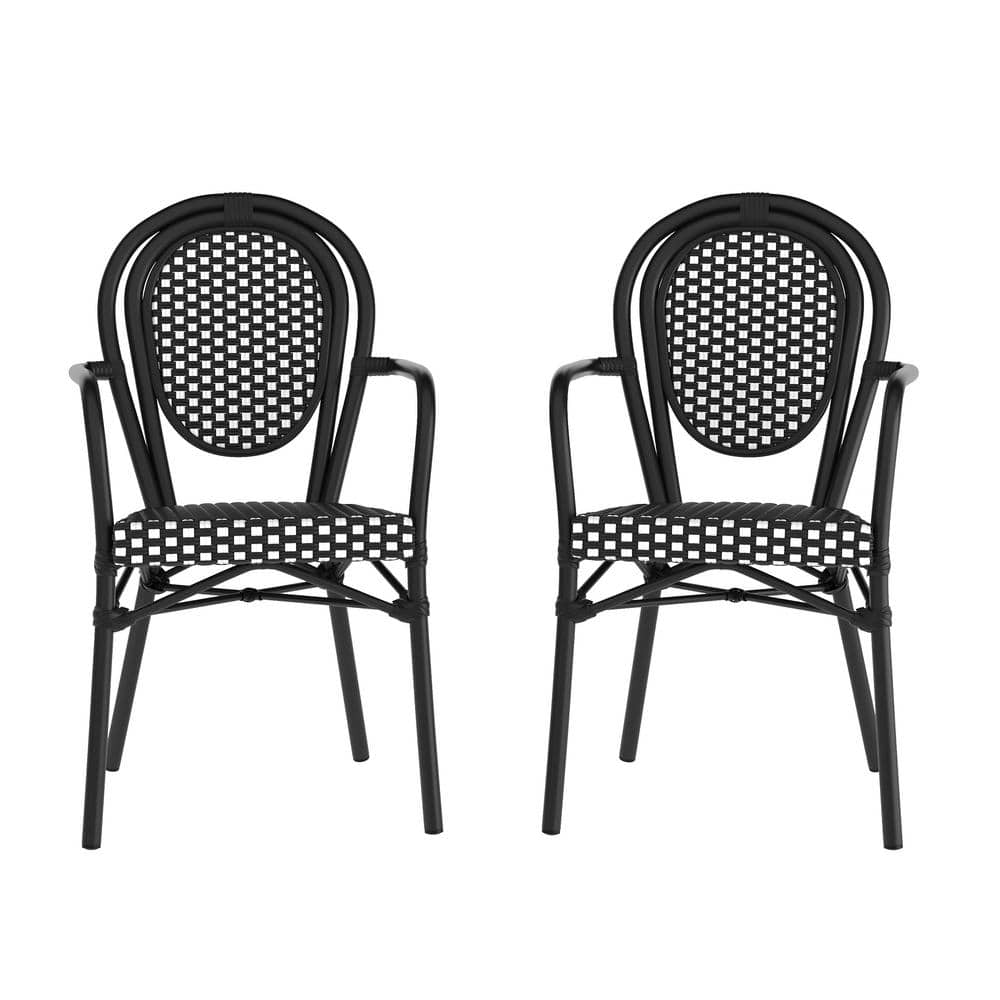 Carnegy Avenue Black Aluminum Outdoor Dining Chair in White Set of 2 ...