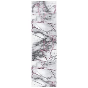 Craft Gray/Wine 2 ft. x 10 ft. Distressed Abstract Runner Rug