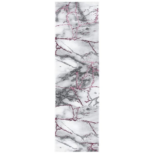 Craft 2 ft. x 14 ft. Gray/Wine Distressed Abstract Runner Rug