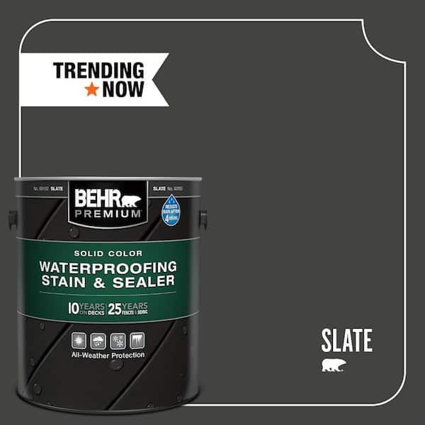 BEHR PREMIUM 1 gal. #SC-102 Slate Gray Solid Color Waterproofing Exterior Wood Stain and Sealer
