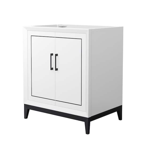 Wyndham Collection Marlena 29.5 in. W x 21.75 in. D x 34.5 in. H Single Bath Vanity Cabinet without Top in White
