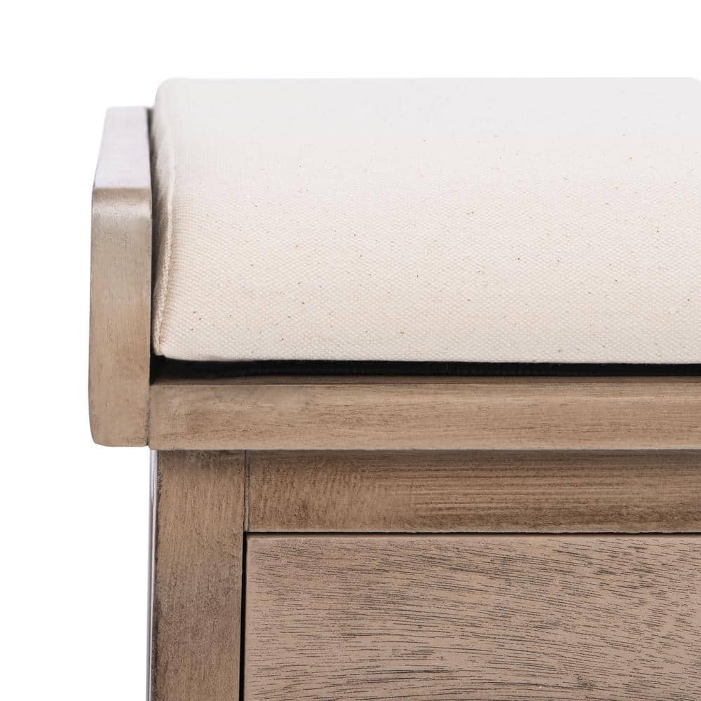 Landers Sand Cushioned 3-Drawer Storage Bench