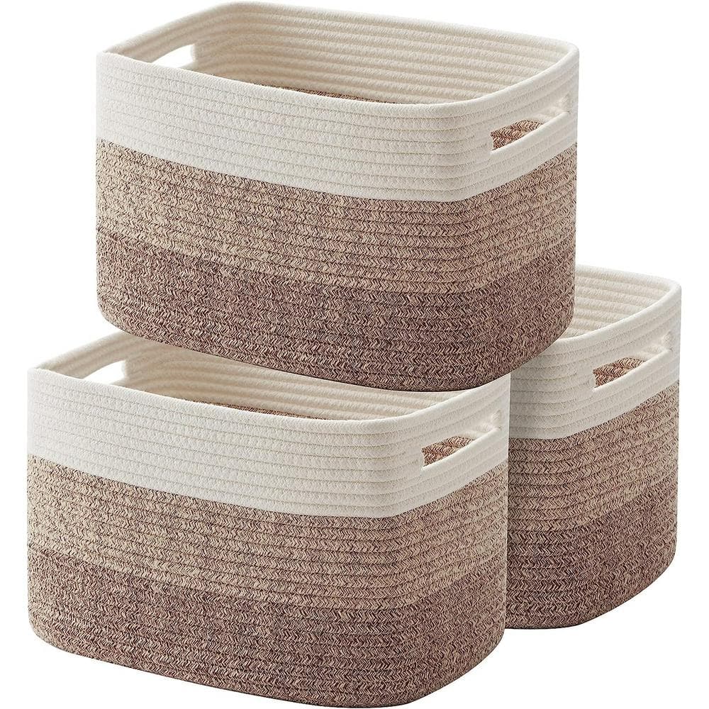 Storage Basket, Woven Baskets for Storage- Pack of 3, Gradient Yellow