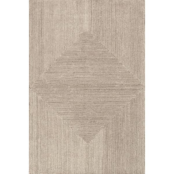 Stoic Wool Beige 10 ft. x 14 ft. Indoor/Outdoor Patio Area Rug