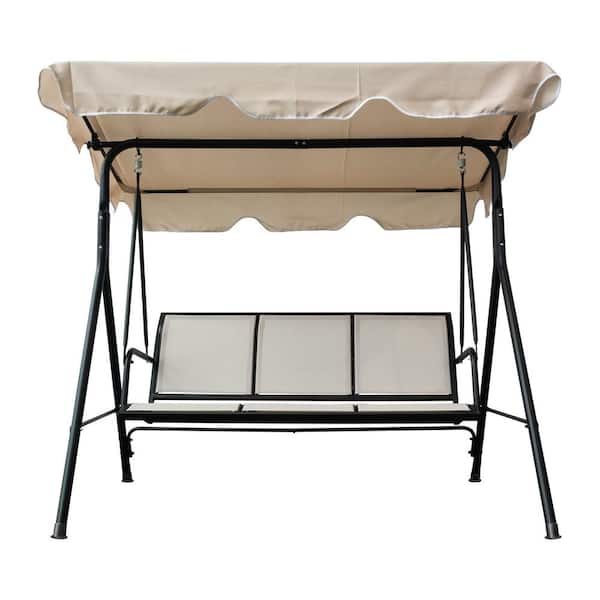 TIRAMISUBEST 3-Person Metal Patio Swing with Adjustable Canopy
