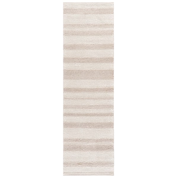Natura 2 ft. x 8 ft. Beige/Ivory Striped Solid Runner Rug