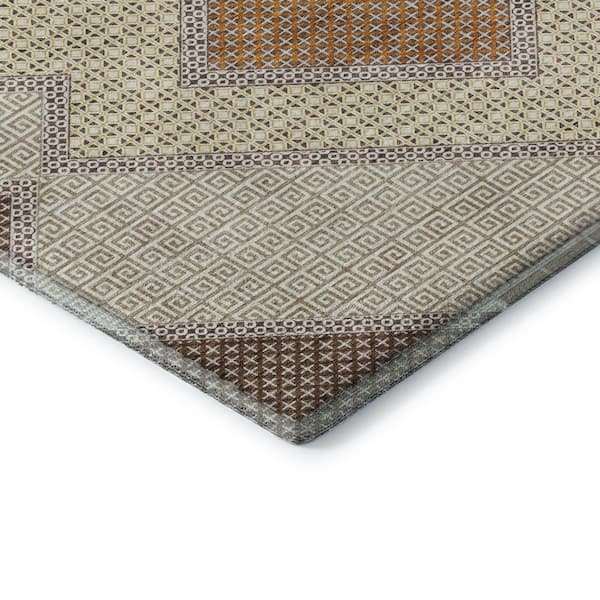 Mayfield Premium Machine Washable Abstract AMF2111 Brown 3 ft. x 5 ft. Area Rug