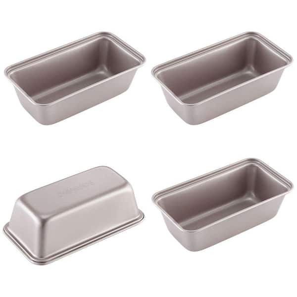 5.5 in. 4-Piece Non-Stick Silicone Coated Mini Loaf Pan Set for Baking Bread and Cake in Oven