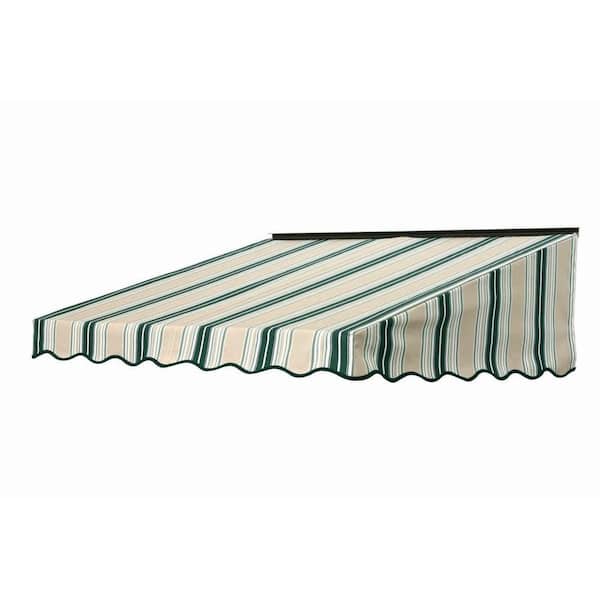 NuImage Awnings 3 ft. 2700 Series Fabric Door Canopy (17 in. H x 41 in. D) in Forest Green/Beige/Natural Fancy Stripe