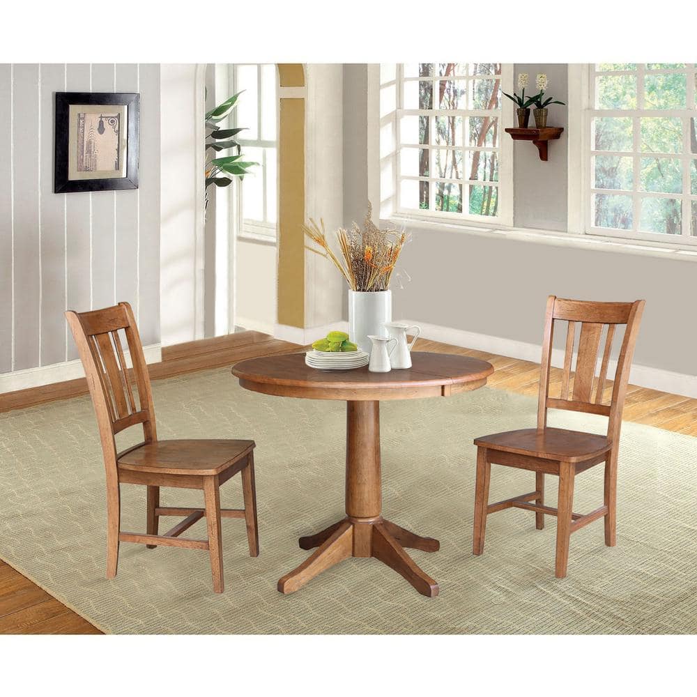 Eco-Friendly Distressed Oak Round Extendable Counter Table