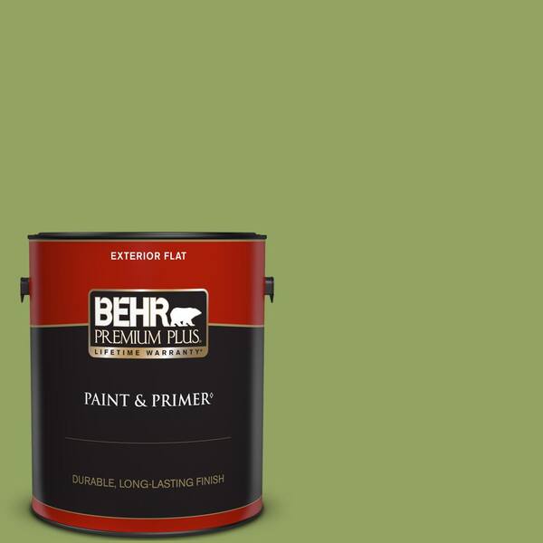 BEHR PREMIUM PLUS 1 gal. #PPU10-04 New Bamboo Flat Exterior Paint & Primer