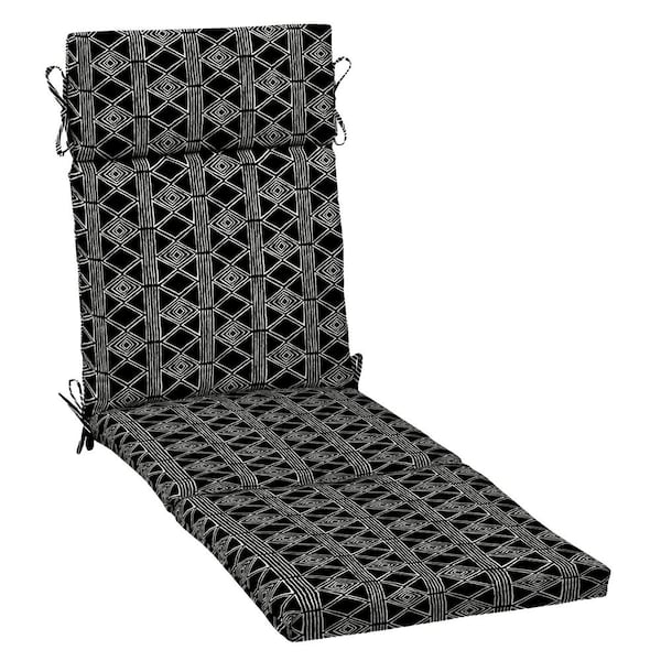 ARDEN 21 in. x 72 in. Outdoor Chaise Lounge Cushion in Black Global Stripe