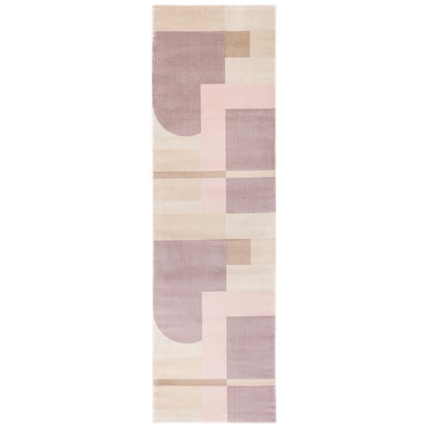 Orwell 2 ft. x 5 ft. Pink/Purple Geometric Abstract Runner Rug