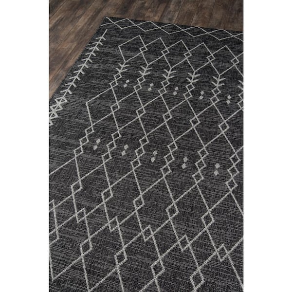 Villa Monaco Charcoal 2 ft. x 10 ft. Indoor Outdoor Runner Rug
