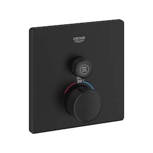 Grohtherm Smart Control Single Function Square Thermostatic Trim with Control Module in Matte Black