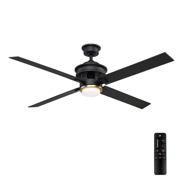 Home Decorators Collection Lincolnshire 60 in. LED Matte Black Ceiling Fan with Light
