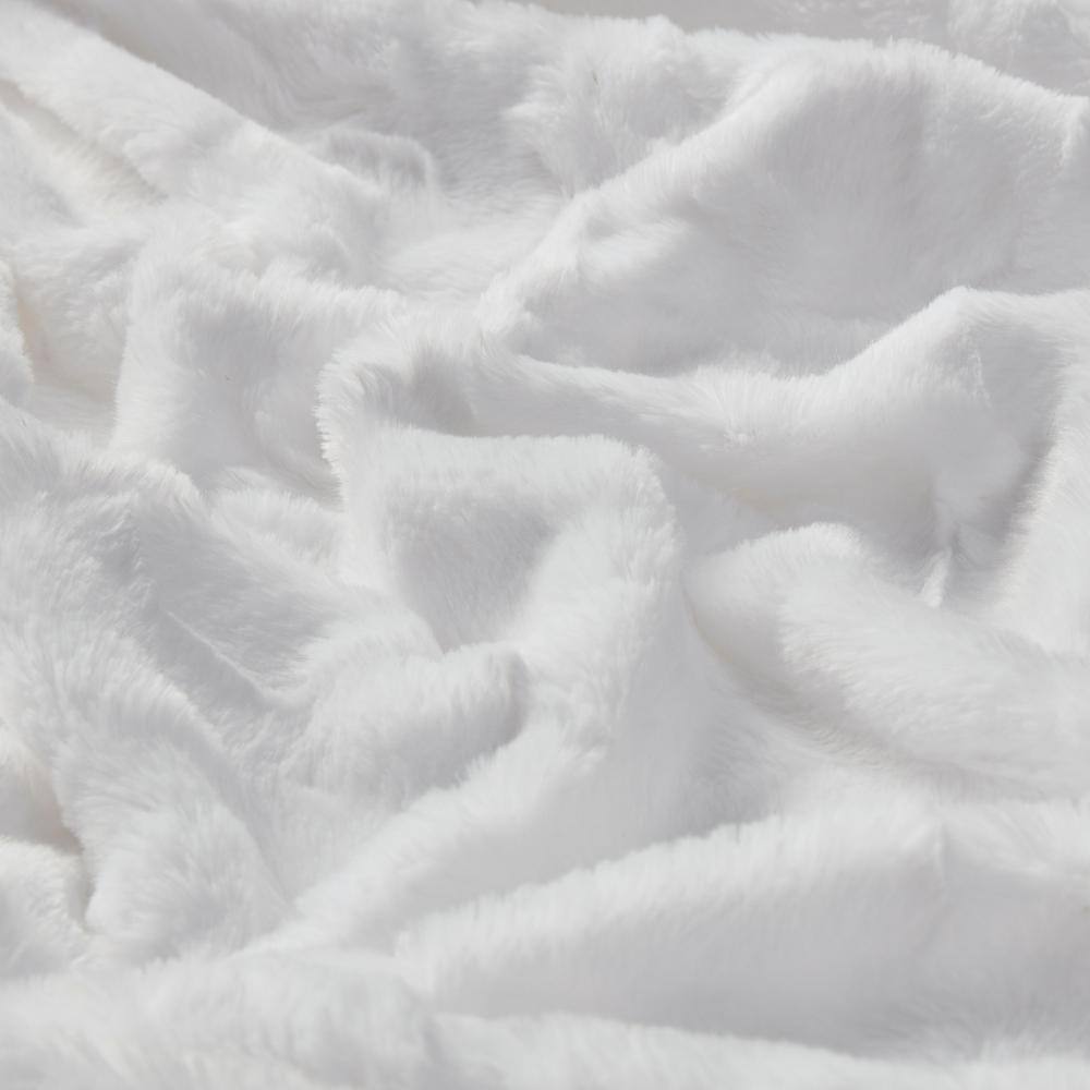 White Oversized Faux Fur Reversible Throw Blanket