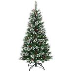 5 ft. Green Unlit Flocked Artificial Christmas Tree with Stand