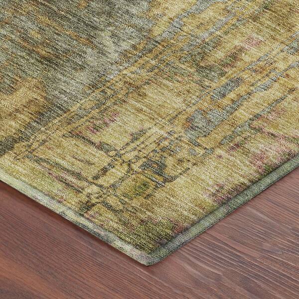 Mayfield Premium Machine Washable Abstract AMF2236 Aloe 10 ft. x 14 ft. Area Rug