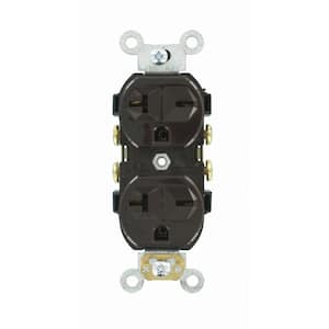 20 Amp Commercial Grade Self Grounding Duplex Outlet, Brown