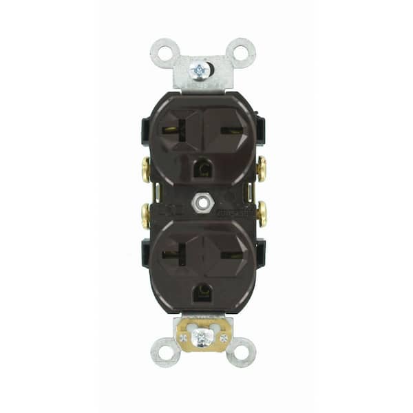 Leviton 20 Amp 250 V NEMA 6-20R Duplex Outlet/Receptacle, Brown (1-Pack ...