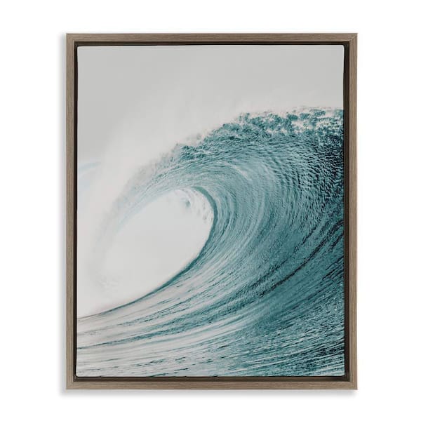 Stupell Industries Big Curled Sea Wave by LSR Design Studio Brown Floater Frame Coastal Graphic Art Print 21 in. x 17 in.
