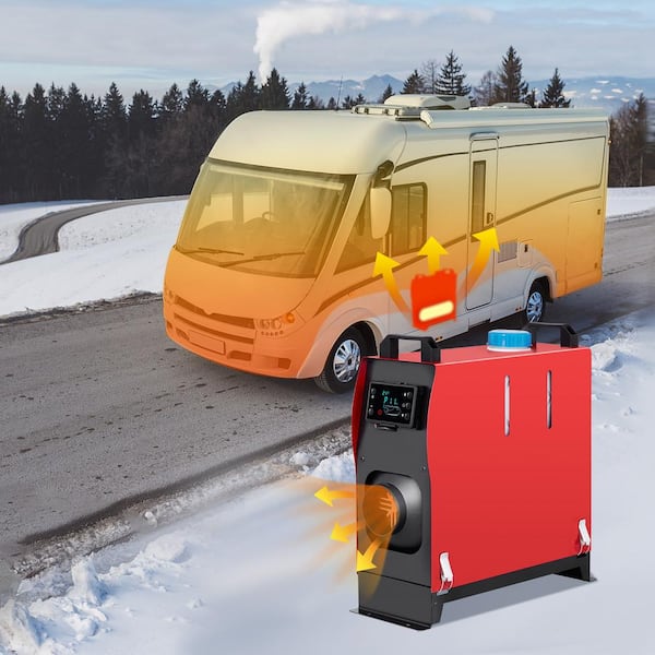 5-KW Diesel Air Heater All in 1, 12-Volt Diesel Parking Heater Silencer 5000-Watt Diesel Heater Remote Control, LCD