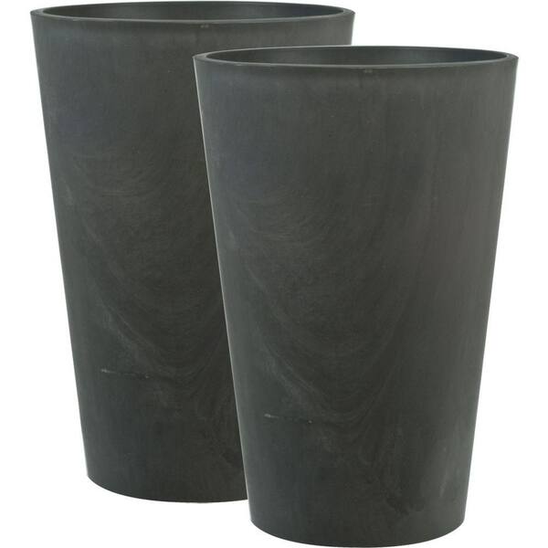 Pride Garden Products Venti 12 in. Charcoal Plastic Planter (2-Pack)