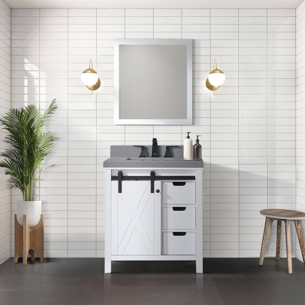 Lexora Marsyas 30 in W x 22 in D White Bath Vanity without Top ...