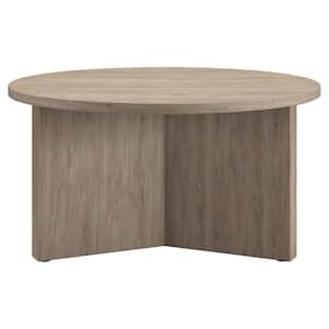 Anders 32 in. Antiqued Gray Oak Round Particle Board Top Coffee Table