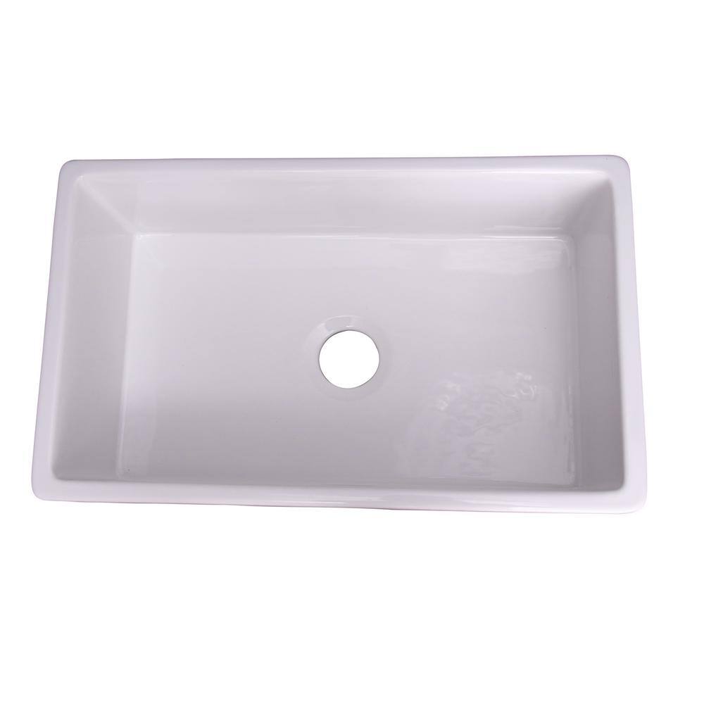 White Fireclay 30'' Fluted Farmhouse Kitchen Sink
