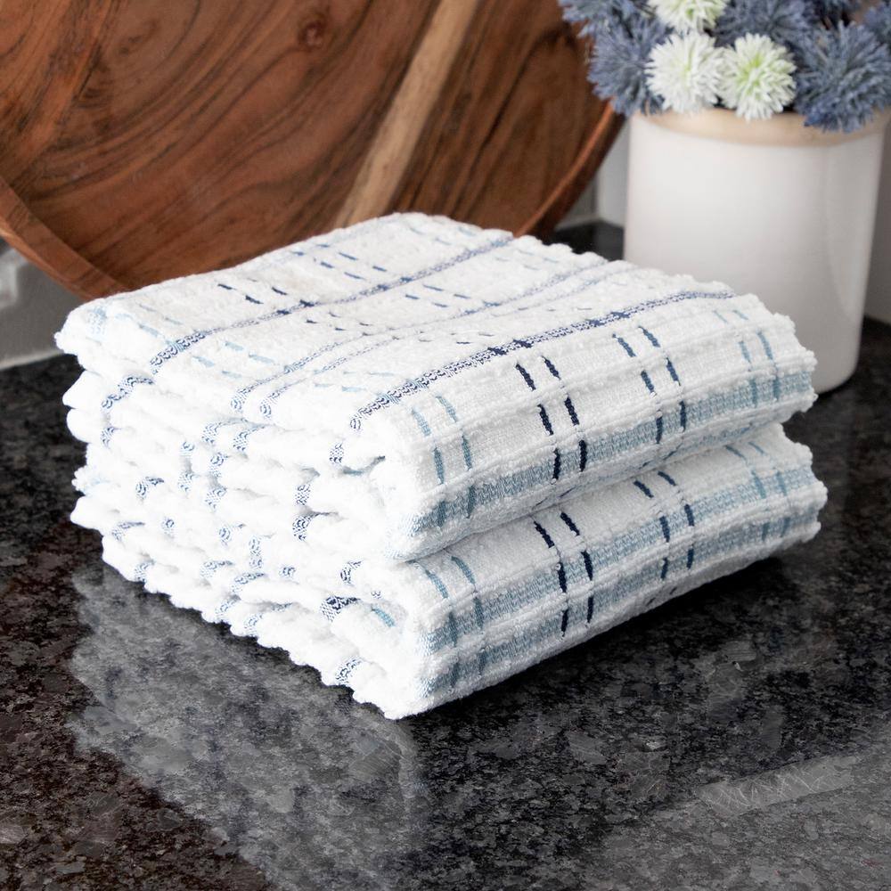 Federal Blue Check Terry Cotton Kitchen Towel Set, 2-Pack